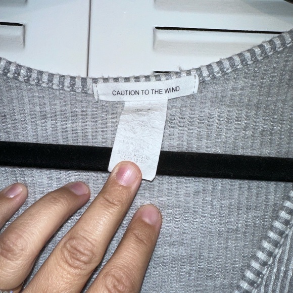 Caution To The Wind Gray Ribbed Top - Picture 4 of 7